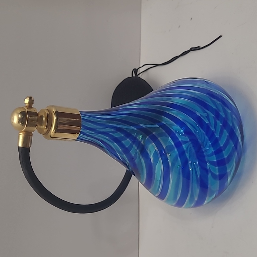 Vintage Elegant Blue Swirl Glass Perfume Atomizer - Picture 3 of 7